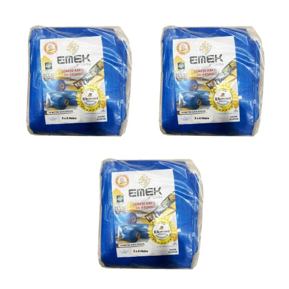 Emek Çadır Kumaşı Branda Tente UV Güneşlik Gölgelik Koruma Yağmur Su Geçirmez - 5x6 Metre - 3 Paket ürün görseli 1