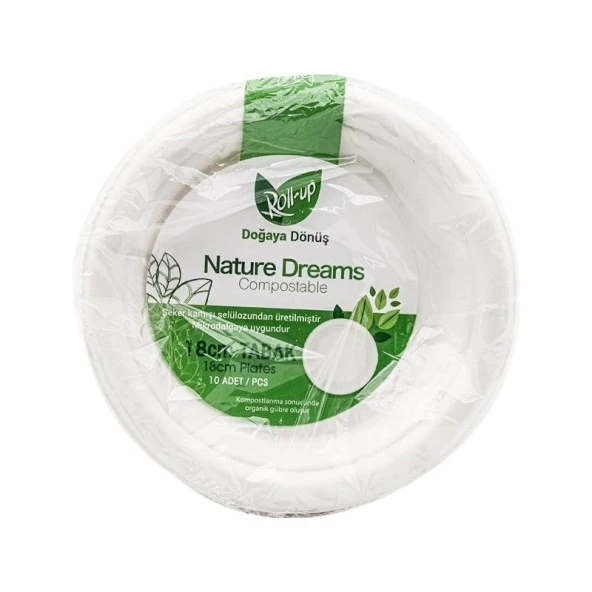 Roll-Up Nature Ekolojik Karton Kağıt Parti Tek Kullanımlık Tabak - 18 Cm. - 50 Adetlik 1 Paket ürün görseli 1