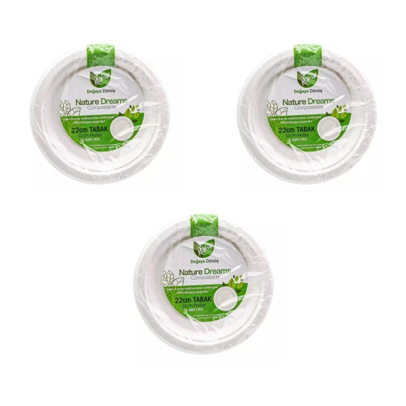 Roll-Up Nature Ekolojik Karton Kağıt Parti Tek Kullanımlık Tabak - 22 Cm. - 50 Adetlik 3 Paket ürün görseli 1