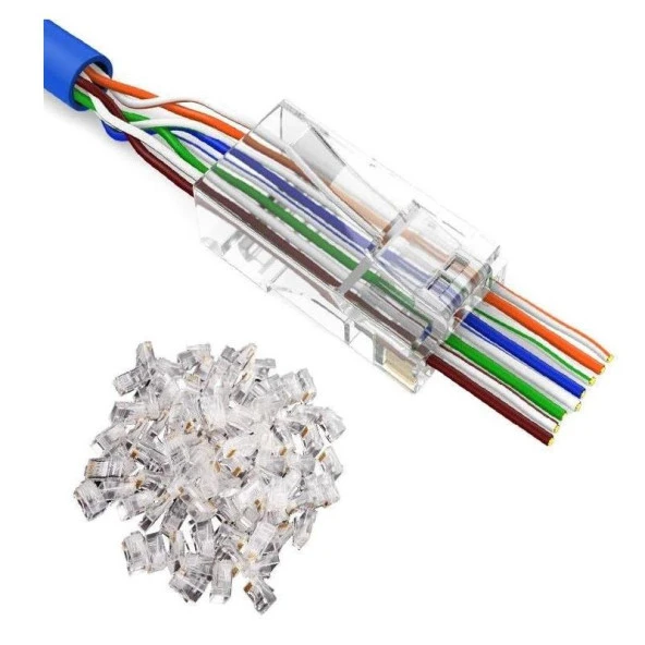 Yeni Nesil Delikli Cat6 Ez Rj45 Konnektör Utp Jack (100 Adet) ürün görseli 1
