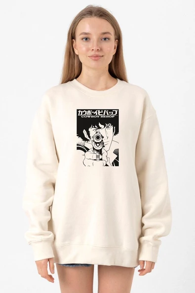 Cowboy Bebop Spike See You Space Cowboy Ekru Kadın 2ip Sweatshirt ürün görseli 1
