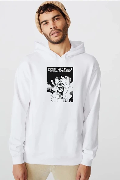 Cowboy Bebop Spike See You Space Cowboy Beyaz Erkek 3ip Kapşonlu  Sweatshirt ürün görseli 1