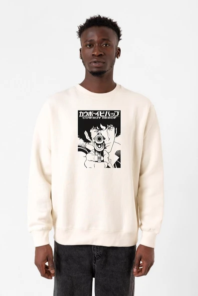 Cowboy Bebop Spike See You Space Cowboy Ekru Erkek 2ip Sweatshirt ürün görseli 1