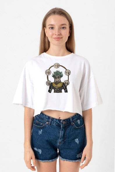 Demon Slayer Anime Hantengu Clone Beyaz Kadın Crop Tshirt ürün görseli 1