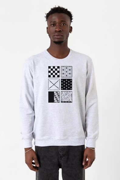 Demon Slayer Anime Patterns Karmelanj Erkek 2ip Sweatshirt ürün görseli 1