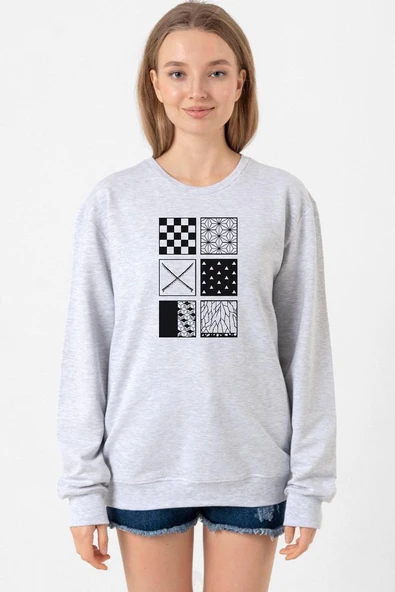 Demon Slayer Anime Patterns Grimelanj Kadın 2ip Sweatshirt ürün görseli 1