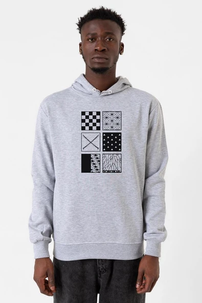 Demon Slayer Anime Patterns Grimelanj Erkek Kapşonlu 3ip Sweatshirt ürün görseli 1