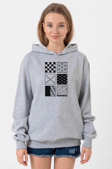 Demon Slayer Anime Patterns Grimelanj Kadın 3ip Kapşonlu Sweatshirt ürün görseli 1