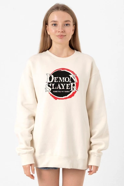 Demon Slayer Anime Squad Demon Slayer Kimetsu No Yaiba Ekru Kadın 2ip Sweatshirt ürün görseli 1