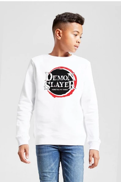 Demon Slayer Anime Squad Demon Slayer Kimetsu No Yaiba Beyaz Çocuk 2ip Sweatshirt ürün görseli 1