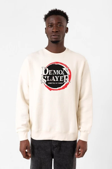 Demon Slayer Anime Squad Demon Slayer Kimetsu No Yaiba Ekru Erkek 2ip Sweatshirt ürün görseli 1