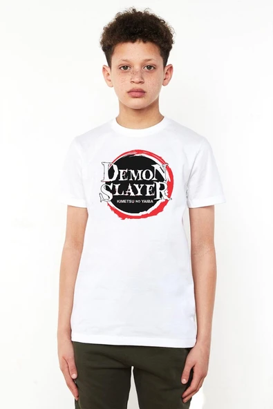 Demon Slayer Anime Squad Demon Slayer Kimetsu No Yaiba Beyaz Çocuk Bisikletyaka Tshirt ürün görseli 1