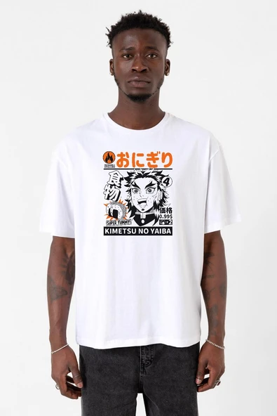 Demon Slayer Anime Super Yummy Beyaz Erkek Oversize Tshirt ürün görseli 1