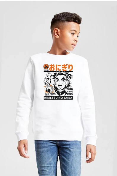 Demon Slayer Anime Super Yummy Beyaz Çocuk 2ip Sweatshirt ürün görseli 1