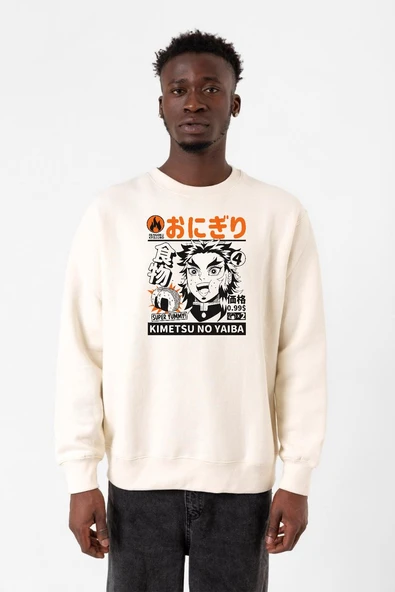 Demon Slayer Anime Super Yummy Ekru Erkek 2ip Sweatshirt ürün görseli 1