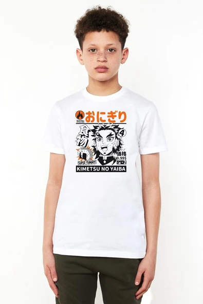 Demon Slayer Anime Super Yummy Beyaz Çocuk Bisikletyaka Tshirt ürün görseli 1