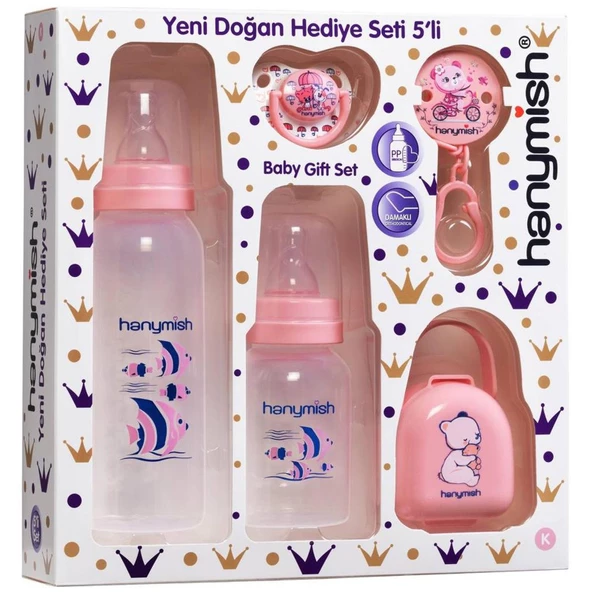 Hanymish Yenidoğan PP Hediye Seti 5 li Pembe ürün görseli 1