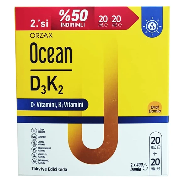 Ocean Vitamin D3 K2 Damla 20 ml 2 li Avantajlı Paket ürün görseli 1