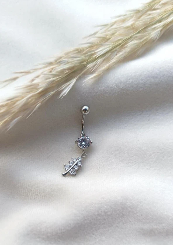 Göbek Piercing Medikal Çelik Vidalı Gri Kadın İthal 316 L Paslanmaz 15836 ürün görseli 1