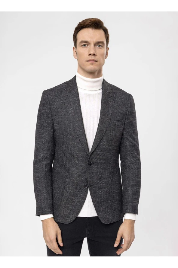 Süvari Slim Fit Siyah Erkek Armürlü Ceket CT2021600299 ürün görseli 1