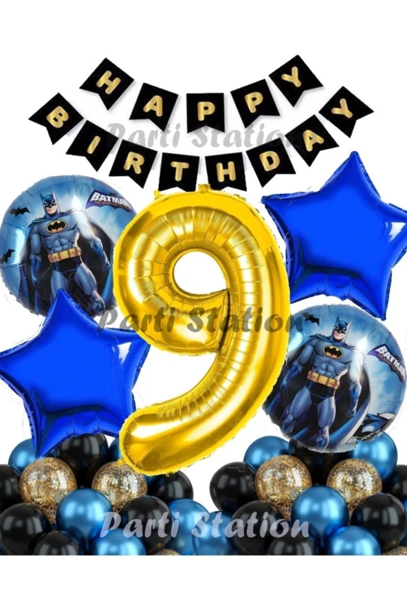 Batman 9 Yaş Balon Set Batman Yarasa Konsept Doğum Günü Parti Balon Set Batman Folyo Balon Set ürün görseli 1