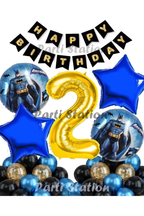 Batman 2 Yaş Balon Set Batman Yarasa Konsept Doğum Günü Parti Balon Set Batman Folyo Balon Set ürün görseli 1