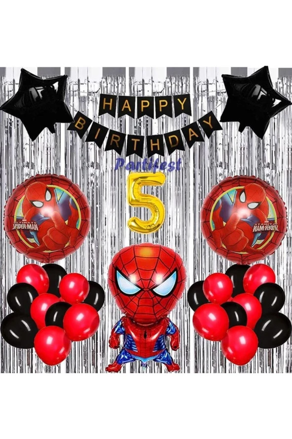 Spiderman Örümcek Adam Balon Set Balon Folyo Set Spiderman Konsept Doğum Günü Set 5 Yaş Balon ürün görseli 1