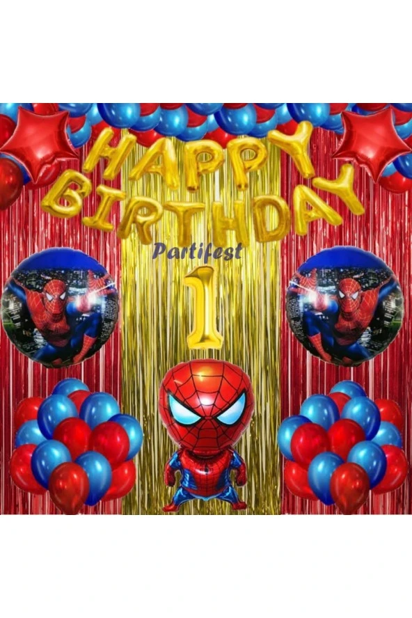 Spiderman Örümcek Adam Balon Set Balon Folyo Set Spiderman Konsept Doğum Günü Set 1 Yaş Balon ürün görseli 1