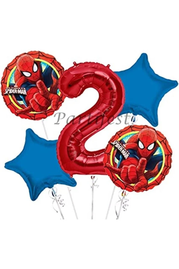 Spiderman Örümcek Adam 2 Yaş Balon Set Balon Folyo Set Spiderman Konsept Doğum Günü Set Yaş Balon ürün görseli 1