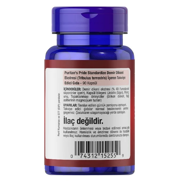 Puritans Pride Tribulus Terrestris 250 Mg 90 Kapsül - Resim 2