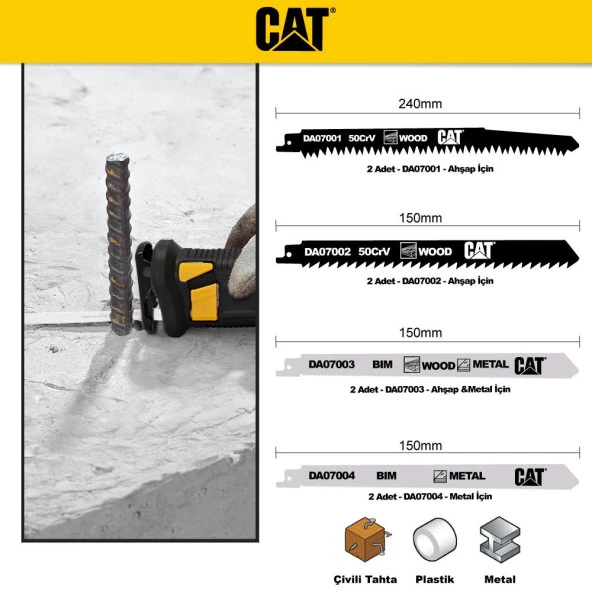 CAT DA07901 8 Parça Profesyonel Metal/Ahşap Kesme Tilki Kuyruğu Testere Ucu ürün görseli 1