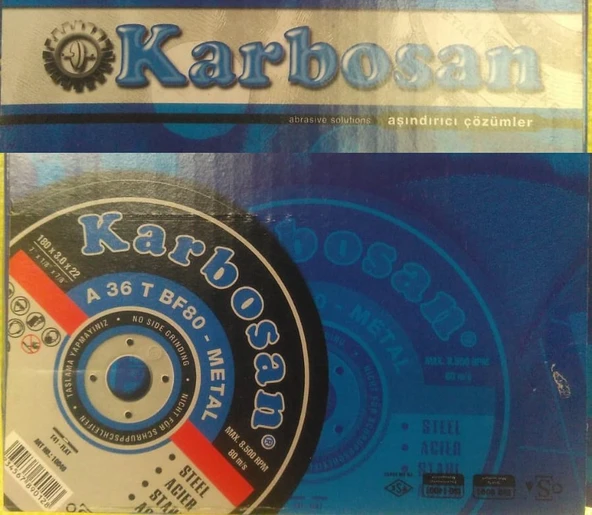 Karbosan Metal Kesme Taşı DÜZ 180 x 3.0 x 22 A 36 T - 1 Adet ürün görseli 1