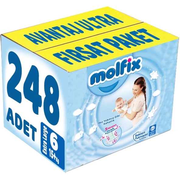 Molfix Bebek Bezi 6 Beden 15+ KG Extra Large 248 Adet Avantaj Ultra Fırsat Pk ürün görseli 1