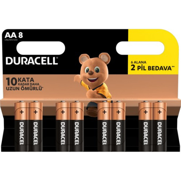 Duracell LR6/MN1500 Alkalin Aa Piller 8 Adet ürün görseli 1