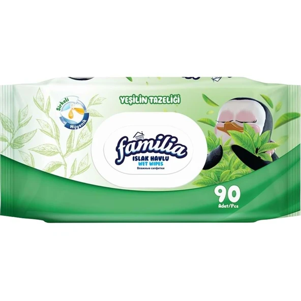 Familia Islak Havlu Mendil Yeşilin Tazeliği 90 Yaprak Plastik Kapaklı Tekli Pk ürün görseli 1
