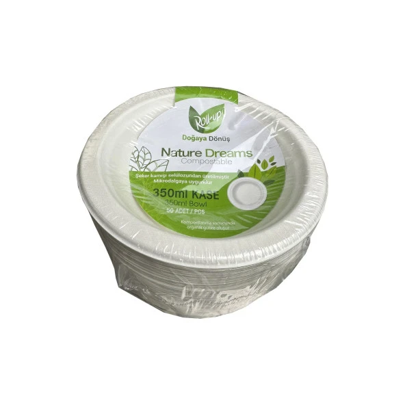 Roll-Up Nature Ekolojik Karton Kağıt Tek Kullanımlık Çorba Kasesi - 400 cc - 50 Adetlik 1 Paket ürün görseli 1