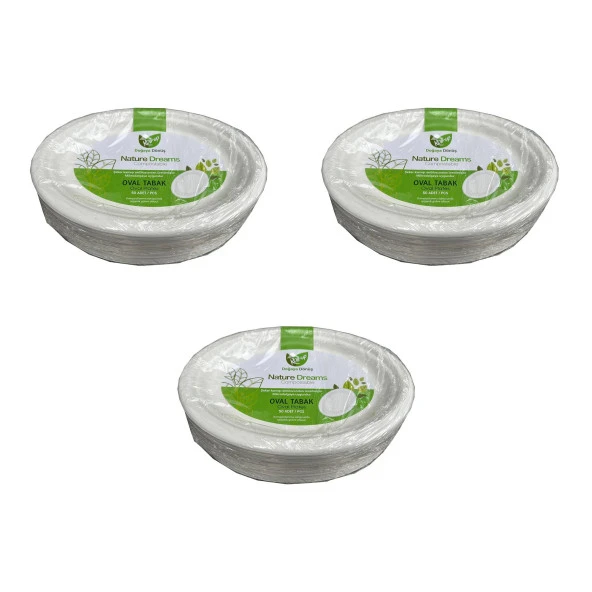 Roll-Up Nature Ekolojik Karton Kağıt Tek Kullanımlık Oval Tabak - 20x26 Cm. - 50 Adetlik 3 Paket ürün görseli 1