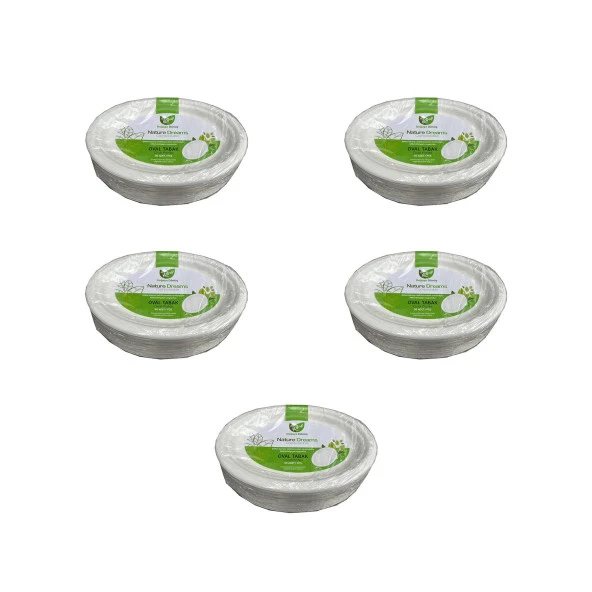 Roll-Up Nature Ekolojik Karton Kağıt Tek Kullanımlık Oval Tabak - 20x26 Cm. - 50 Adetlik 5 Paket ürün görseli 1