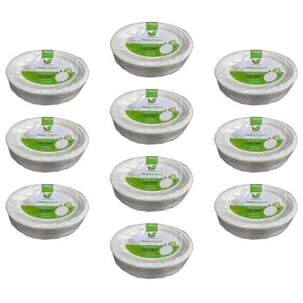 Roll-Up Nature Ekolojik Karton Kağıt Tek Kullanımlık Oval Tabak - 20x26 Cm. - 50 Adetlik 10 Paket ürün görseli 1