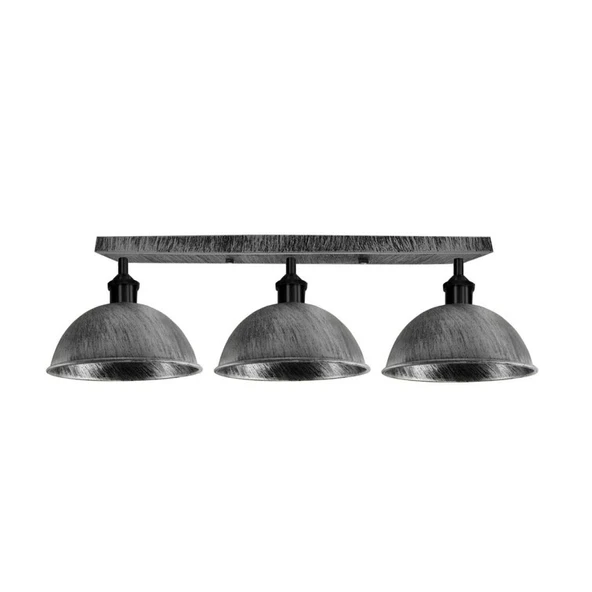 Rsylight Retro Rustik Metal Masa Üstü 3 Lü Siyah Gri Patinalı Sıralı Avize 100 cm ürün görseli 1