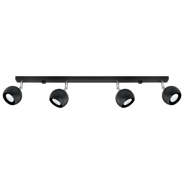 Rsylight Retro Siyah 180 Derece Hareketli Modern Spor 4 Lü Led Spot Avize Günışığı Ampullü ürün görseli 1