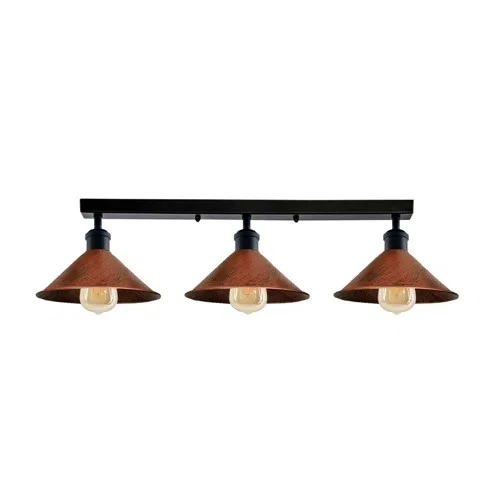 Rsylight Retro Rustik Metal Masa Üstü 3 Lü Siyah Bakır Patinalı Sıralı Avize 60 cm ürün görseli 1