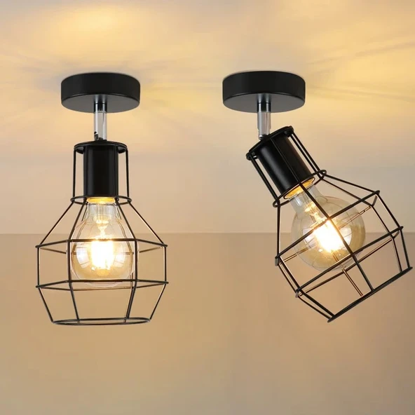 Rsylight Metal Retro Siyah Tavan Plofyoner 180 Derece Hareketli Modern Spor Avize Çap:15 cm ürün görseli 1