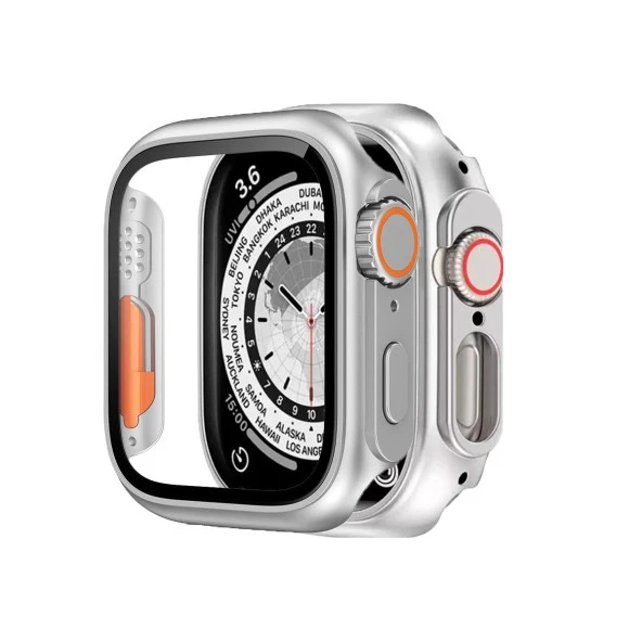 BİNANO APPLE WATCH 41MM ULTRA DÖNÜŞTÜRÜCÜ GÜMÜŞ KASA VE EKRAN KORUYUCU ürün görseli 1