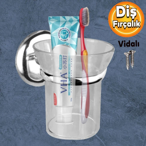 Diş Fırçalık Vidalı Banyo Diş Fırçası Kabı Kutusu Krom Kristal ürün görseli 1