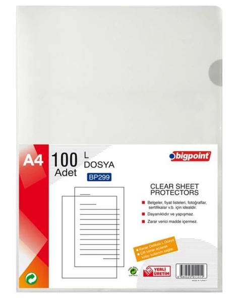 Bigpoint L Dosya Standart 80 Mikron 100lü Paket BP299 ürün görseli 1