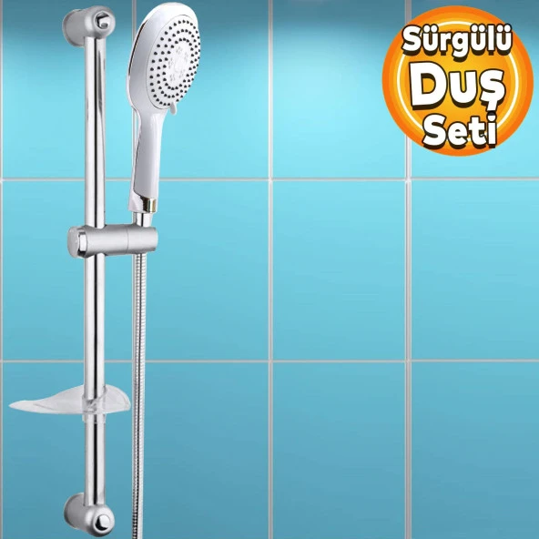Duş Seti Sürgülü Banyo Duş Başlığı Seti Fiskiyesi Telefonu Yuvarlak Başlık Metal Hortum ürün görseli 1