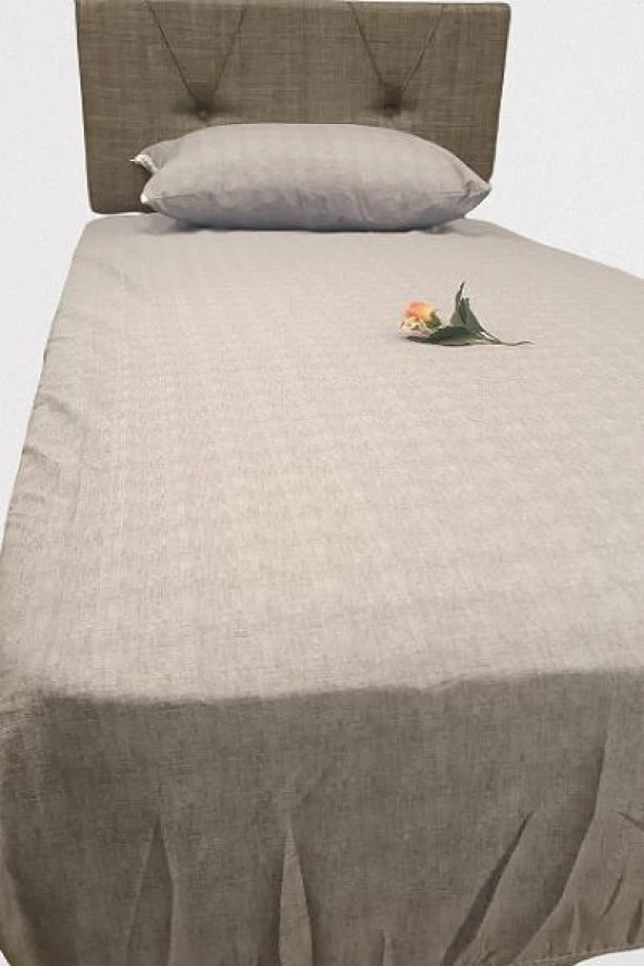 Çarşaf Fitted 90300 Tek  Yavruağzı renk Krem Keten Pamuk Kumaş Yastık Kılıf ürün görseli 1
