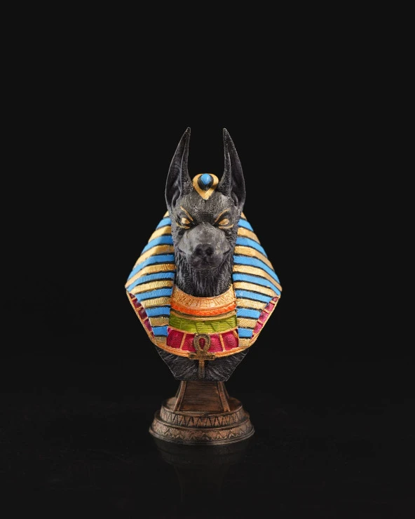 Antik Mısır Tanrısı Anubis Büst-Figür-Biblo 15 CM (Orta Boy) ürün görseli 1