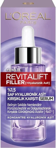 LOreal Paris Revitalift Filler %1.5 Saf Hyaluronik Asit Kırışıklık Karşıtı Dolgunlaştırıcı Serum ürün görseli 1
